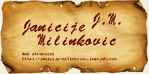 Janićije Milinković vizit kartica